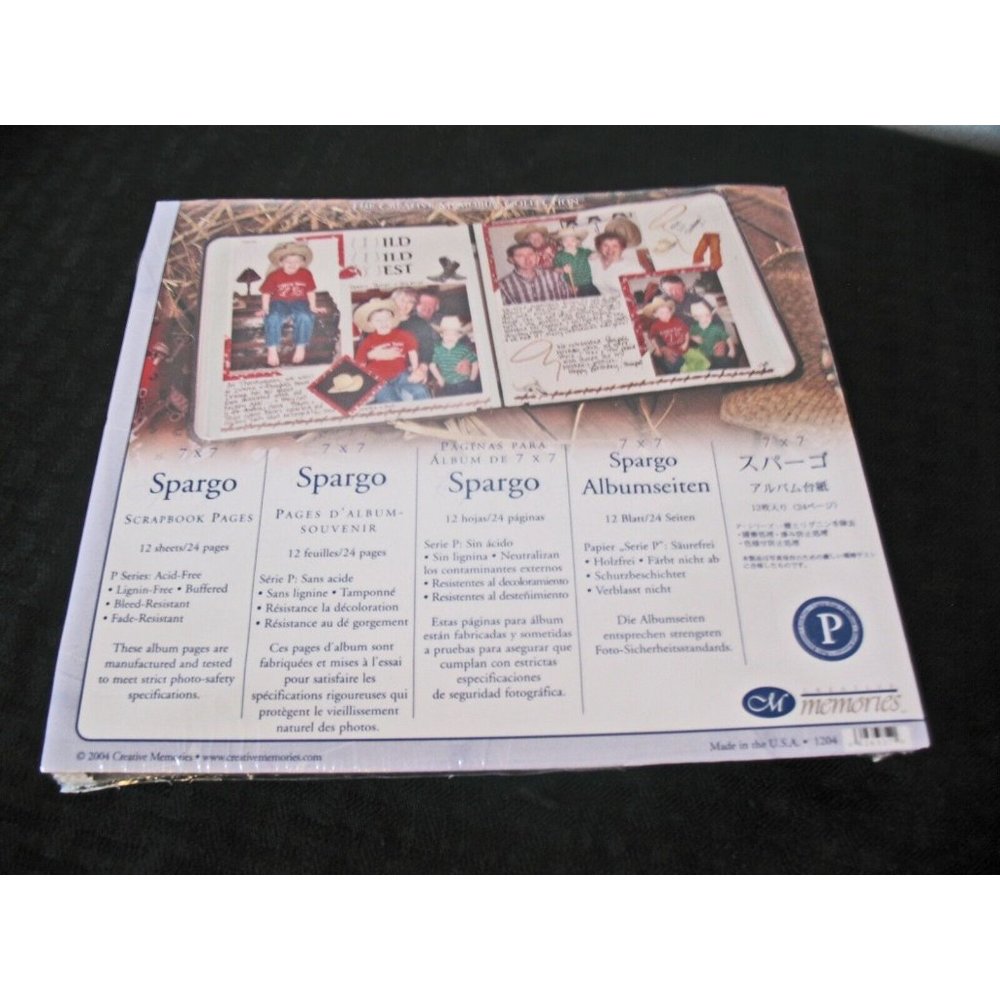 Creative Memories 7" x 7" Spargo Scrapbook Pages 12 Count Retired New